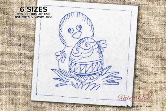 Baby Chicken with Egg Easter Redwork Review