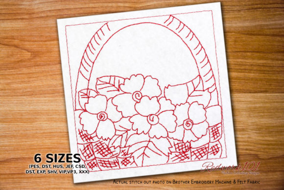 Beautiful Flower Basket Redwork Review for Etsy Sellers