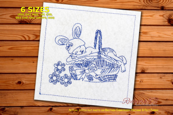 Boy Sleeping in Easter Basket Redwork Review