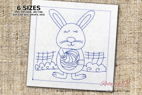Bunny Holding Egg of Easter Redwork Review