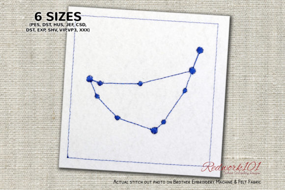 Capricorn Zodic Sign Redwork