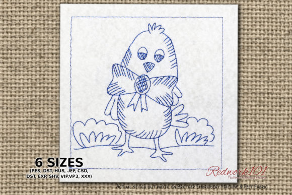 Easter Chick with Bow Redwork Review