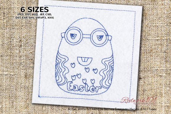 Easter Egg with Glasses Redwork Design Review